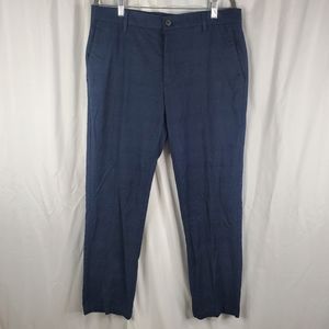 Goodthreads Blue Plaid Brushed Cotton Flat Front Trousers Size 34x30